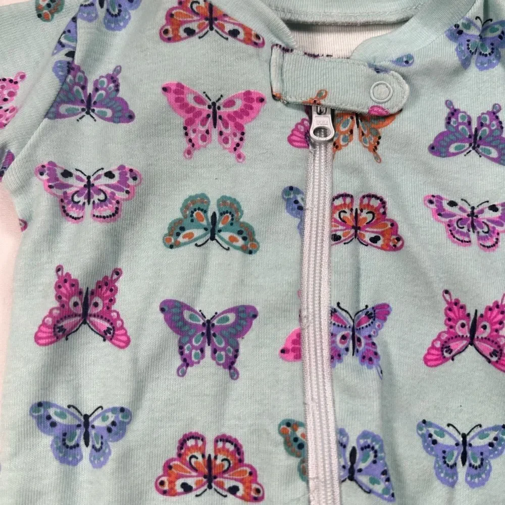 NWT Janie & Jack Baby One Piece Butterfly Pajama 100% Cotton - 0-3 Monrh